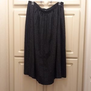 Elastic waist Maxi Skirt with pleats & polka dots